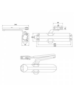 LINCE 24 SILVER DOOR CLOSER MEASUREMENTS