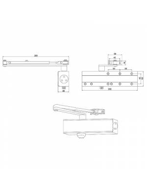 LINCE 25 WHITE DOOR CLOSER MEASUREMENTS