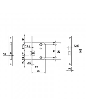 Lince inner stainless steel door lock