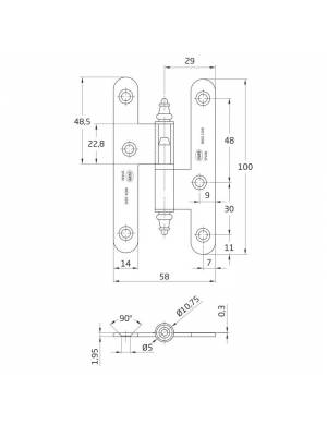 Amig stainless steel right hinge 100mm 407