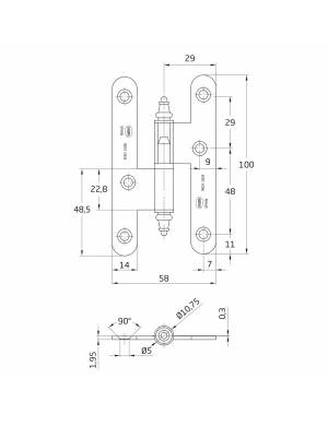 Amig stainless steel left hinge 100mm 407