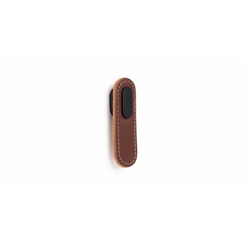 Viefe Oblong tirador de cuero marrón y negro mate 70mm
