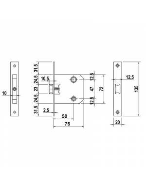 Lince inner brass look door lock